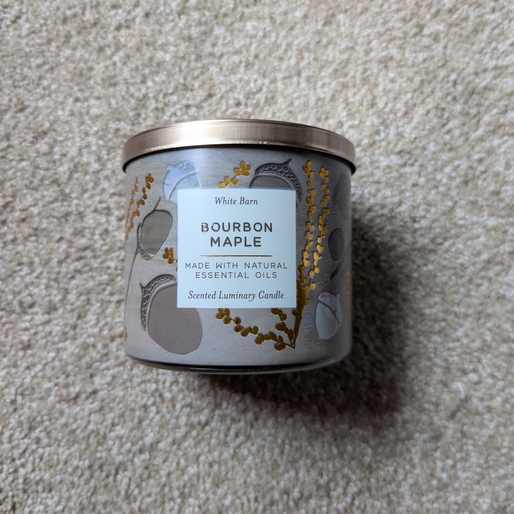 White Barn Gold and Gray 3-Wick Candle